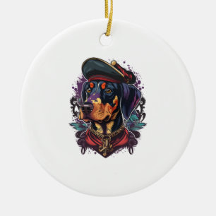 Ornamento De Cerâmica Dobermann Dog Pirate