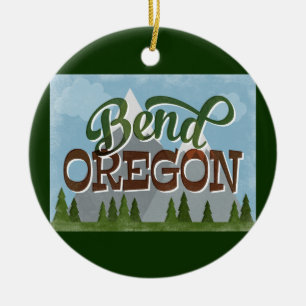 Ornamento De Cerâmica Dobre Montanhas Retro Snowy em Oregon