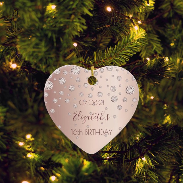 Ornamento De Cerâmica Doce 16 diamantes em rosa (Criador carregado)