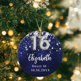 Ornamento De Cerâmica Doce 16 estrelas marinhos de prata azul