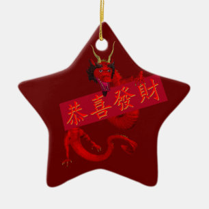 Ornamento De Cerâmica Doce Dragão Vermelho Chinês