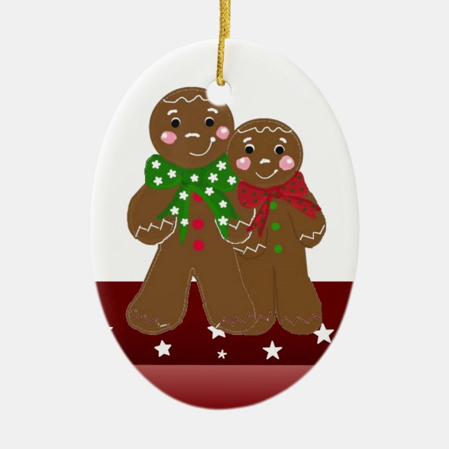 Ornamento De Cerâmica Doce Gingerpão Homens (Frente)