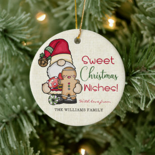 Ornamento De Cerâmica Doce Natal Deseja Gnomo Gingerpão