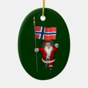 Ornamento De Cerâmica Doce Papai Noel Com Alferes Da Noruega