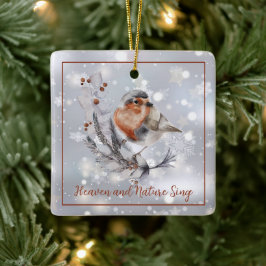 Ornamento De Cerâmica Doce pássaro de inverno e costume de neve de Natal