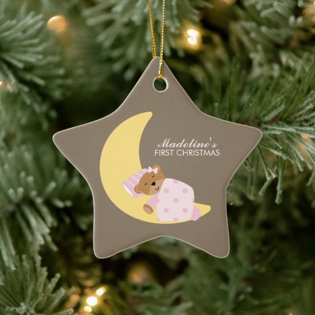 Ornamento De Cerâmica Doce Sonhos Lullaby Garota Bebê Primeiro Natal (Árvore)