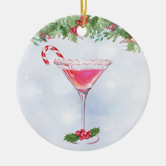 Ornamento De Cerâmica Doces e Cocktails Natal (Frente)