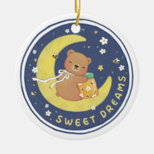 Ornamento De Cerâmica Doces sonhos: Urso de Teddy e Ilustração de Mel