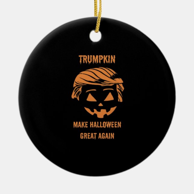 Ornamento De Cerâmica Docinho, Trumpkin, Halloween Merch Classic (Frente)
