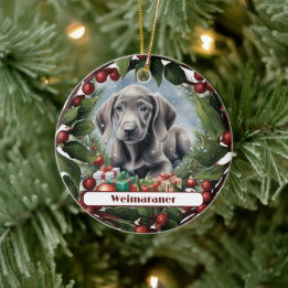 Ornamento De Cerâmica Docinho Weimaraner - Natal Personalizado