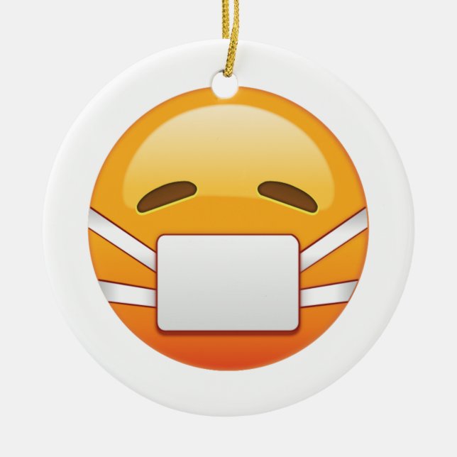 Ornamento De Cerâmica Doente - Emoji (Frente)