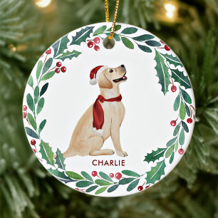 Ornamento De Cerâmica Dog Christmas Personalized Pet Yellow Labrador