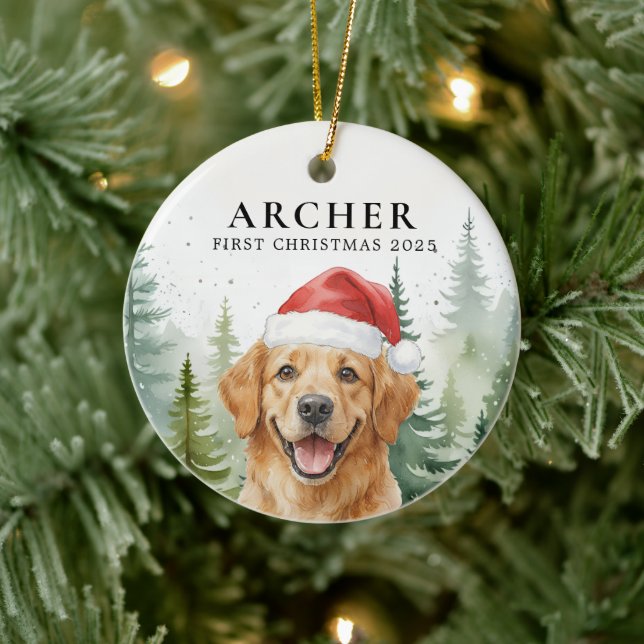Ornamento De Cerâmica Dog First Christmas Pet Puppy Photo Personalized  (Árvore)