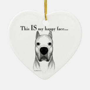 Ornamento De Cerâmica Dogo Argentino Happy Face