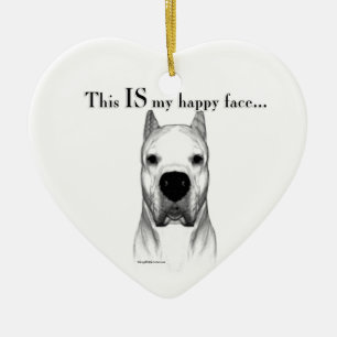 Ornamento De Cerâmica Dogo Argentino Happy Face