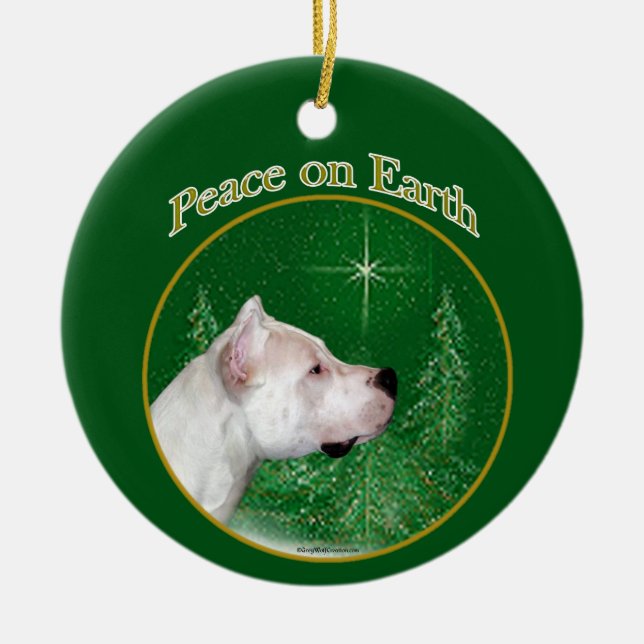 Ornamento De Cerâmica Dogo Argentino Peace (Frente)