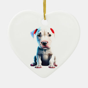 Ornamento De Cerâmica Dogo Argentino Personalizado Puppy