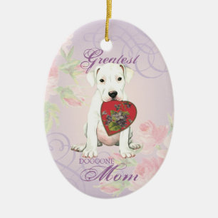 Ornamento De Cerâmica Dogo Heart Mãe Cerâmica
