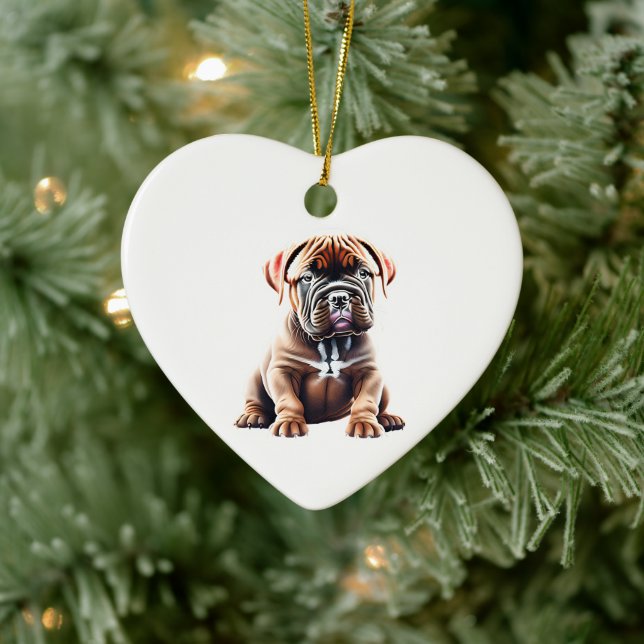 Ornamento De Cerâmica Dogue de Bordeaux Puppy Personalizado (Árvore)