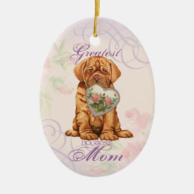 Ornamento De Cerâmica Dogue Heart Mãe Cerâmica Ornament (Frente)