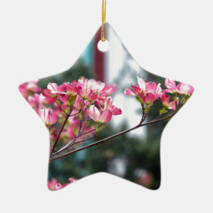 Ornamento De Cerâmica Dogwood Rosa