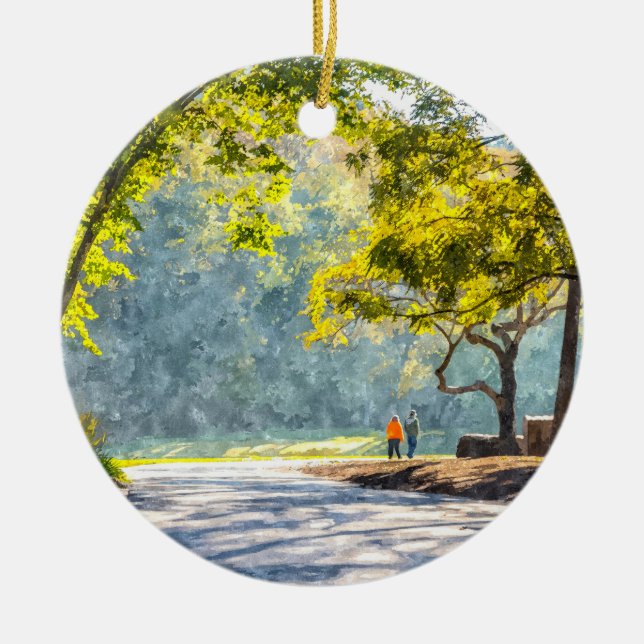 Ornamento De Cerâmica Dogwood Stroll Painterly (Frente)