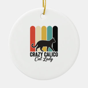 Ornamento De Cerâmica Doida Senhora do Gato Calico Vintage Retro Design