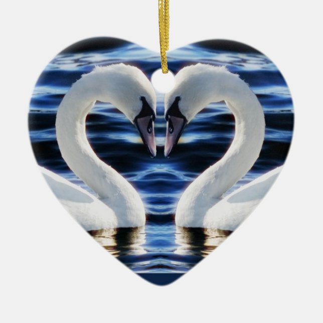 Ornamento De Cerâmica Dois cisnes (Frente)