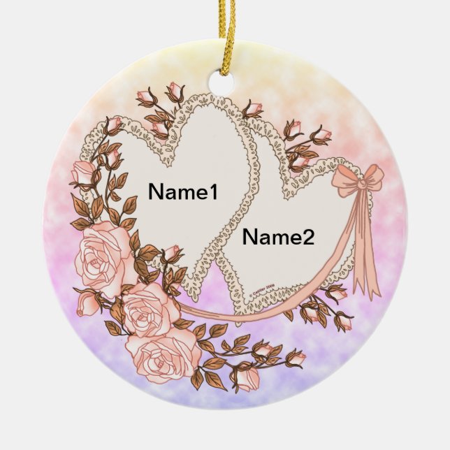 Ornamento De Cerâmica Dois Corações (Frente)