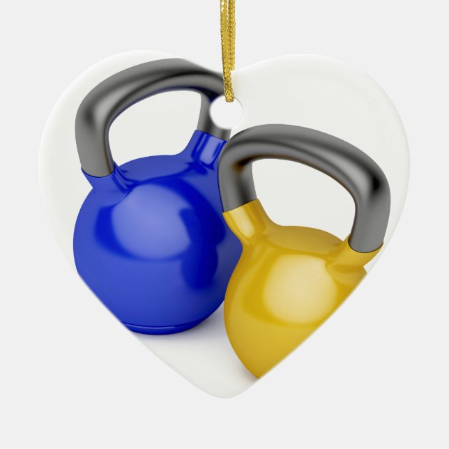 Ornamento De Cerâmica Dois kettlebells (Frente)
