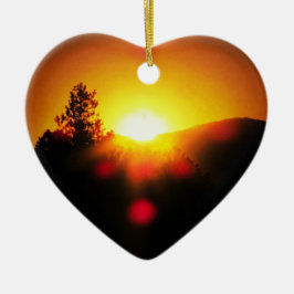 Ornamento De Cerâmica Dois Pôrs do sol Laranja Brilhantes