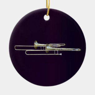 Ornamento De Cerâmica Dois Trombones