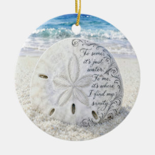 Ornamento De Cerâmica Dólar de Areia com Citação Inspiradora