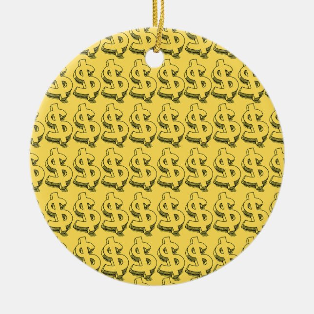 Ornamento De Cerâmica dolar dourado (Frente)