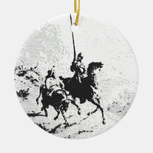 Ornamento De Cerâmica Don Quixote e Sancho Panza