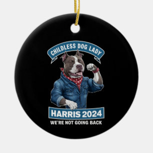 Ornamento De Cerâmica Dona de Cachorro sem Filhos está votando Kamala El