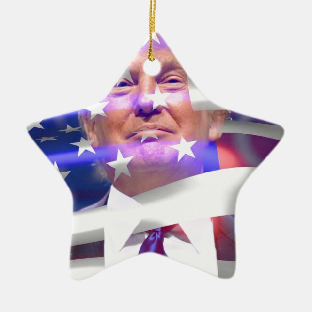 Ornamento De Cerâmica donald trump american flag (Frente)