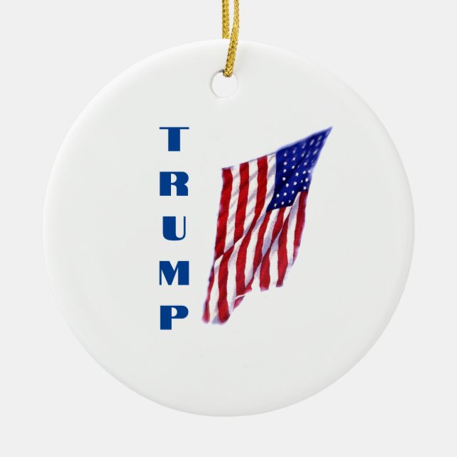 Ornamento De Cerâmica Donald Trump American Flag Pop Art (Frente)