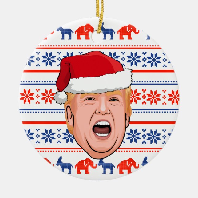 Ornamento De Cerâmica DONALD TRUMP Christmas (Frente)