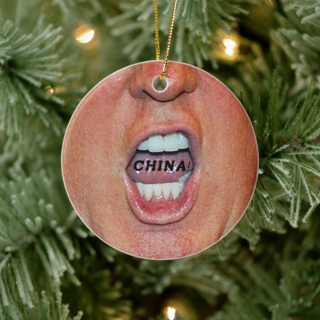 Ornamento De Cerâmica Donald Trump Gritando "China" (Árvore)