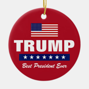ORNAMENTO DE CERÂMICA DONALD TRUMP MELHOR PRESIDENTE NUNCA CHRISTMAS