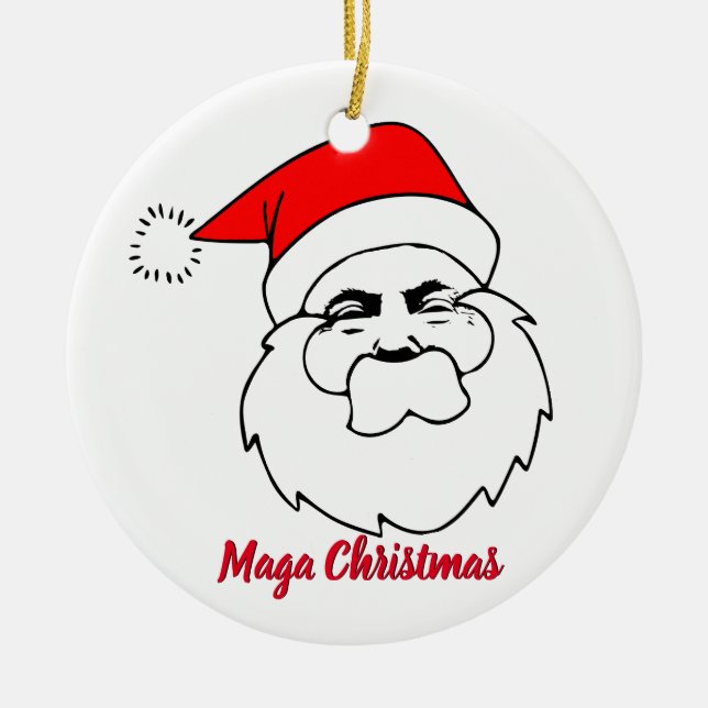 Ornamento De Cerâmica Donald Trump Papais noeis Maga Christmas (Frente)