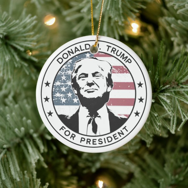 Ornamento De Cerâmica Donald Trump para o presidente #MAGA (Árvore)