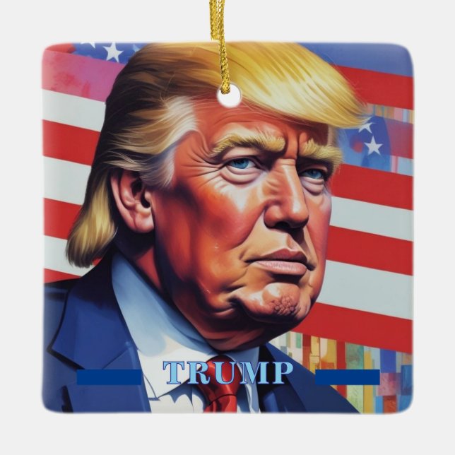 Ornamento De Cerâmica Donald Trump Pop Art (Frente)