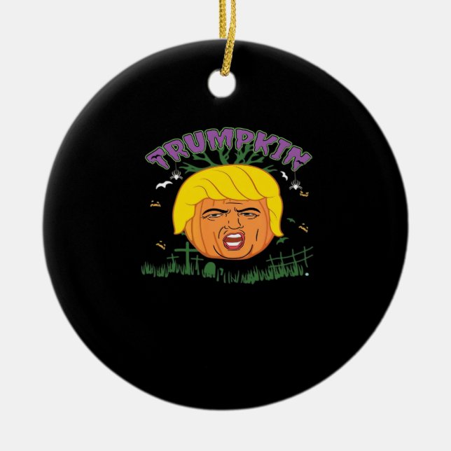 Ornamento De Cerâmica Donald Trumpkin Faz Excelente De Halloween Novamen (Frente)