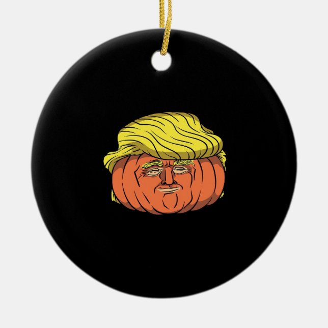 Ornamento De Cerâmica Donald Trumpkin Pumpking (Frente)