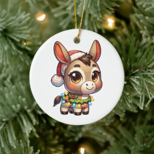 Ornamento De Cerâmica Donkey Felry Natal Animais de inverno Macacos
