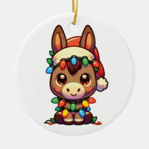 Ornamento De Cerâmica Donkey Felry Natal Animais de inverno Macacos