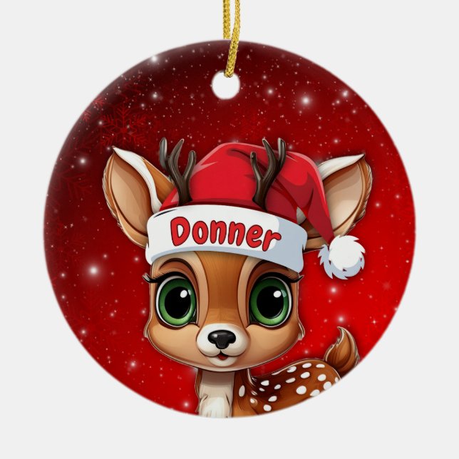 Ornamento De Cerâmica Donner Baby Deer, Fawn, Doe, Reindeer🦌 🎄 (Frente)