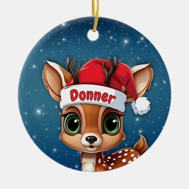 Ornamento De Cerâmica Donner Baby Deer, Fawn, Doe, Reindeer🦌🎄 (Frente)
